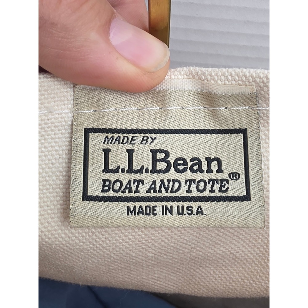 LL Bean Merrill Lynch Logo Boat and Tote Canvas Bag Blue Cream Made in USA - Picture 2 of 8